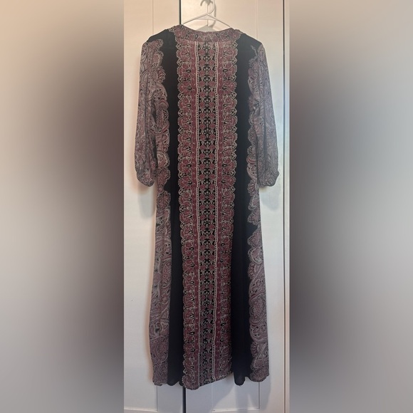 Free People Boho Black And Mauve Maxi Paisley Dress Size S - Picture 5 of 13